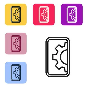 Black line Software, web development, programming concept icon isolated on white Stock Illustration