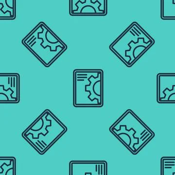 Black line Software, web development, programming concept icon isolated seamless 库存插图