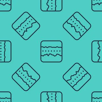 Black line Soil ground layers icon isolated seamless pattern on green background Stock Illustration