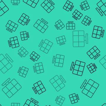 Black line Solar energy panel icon isolated seamless pattern on green background 스톡 일러스트