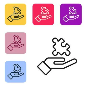 Black line Solution to the problem in psychology icon isolated on white Illustrazione stock