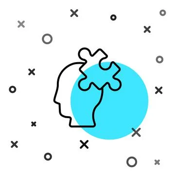 Black line Solution to the problem in psychology icon isolated on white Stock Illustration