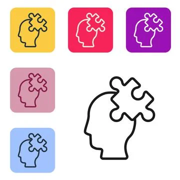 Black line Solution to the problem in psychology icon isolated on white Illustrazione stock