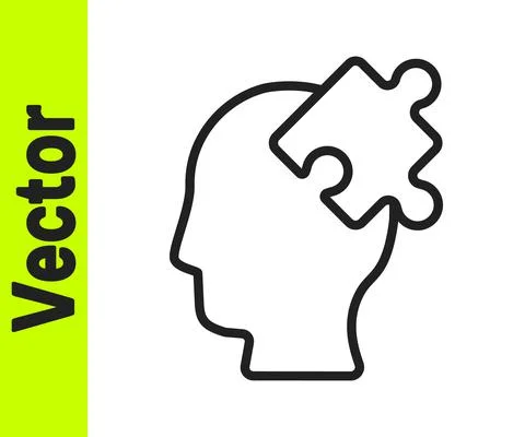 Black line Solution to the problem in psychology icon isolated on white Stockillustratie