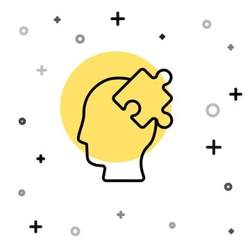 Black line Solution to the problem in psychology icon isolated on white Illustrazione stock