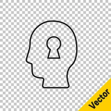 Black line Solution to the problem in psychology icon isolated on transparent Stock Illustration