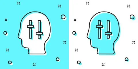 Black line Solution to the problem in psychology icon isolated on green and Stock Illustration