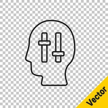 Black line Solution to the problem in psychology icon isolated on transparent Stock Illustration