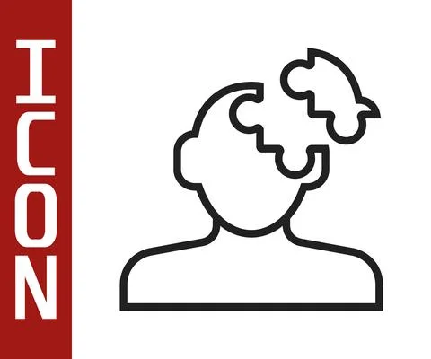 Black line Solution to the problem in psychology icon isolated on white Stock Illustration