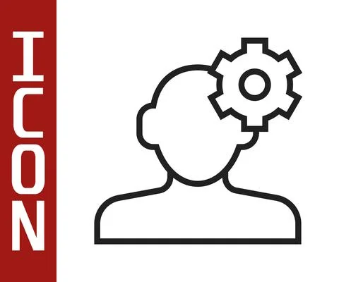 Black line Solution to the problem in psychology icon isolated on white Illustrazione stock