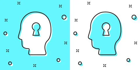 Black line Solution to the problem in psychology icon isolated on green and Stock Illustration