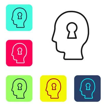 Black line Solution to the problem in psychology icon isolated on white Stock Illustration