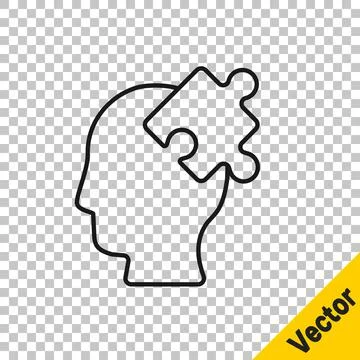 Black line Solution to the problem in psychology icon isolated on transparent Stock Illustration