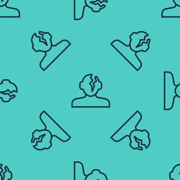 Black line Solution to the problem in psychology icon isolated seamless pattern Illustrazione stock