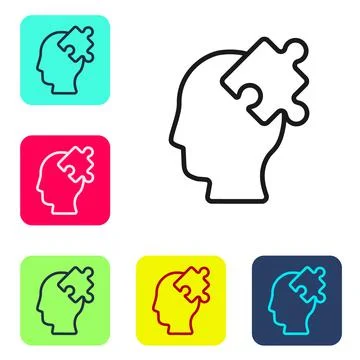 Black line Solution to the problem in psychology icon isolated on white Illustrazione stock