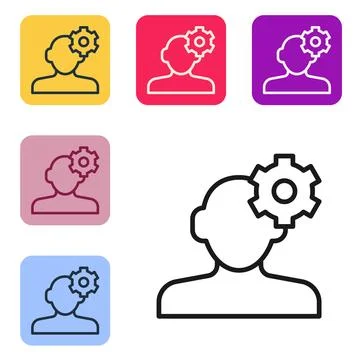 Black line Solution to the problem in psychology icon isolated on white bac.. Illustrazione stock