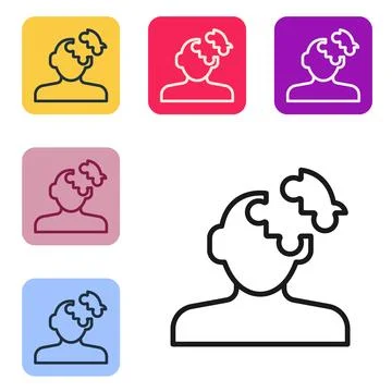 Black line Solution to the problem in psychology icon isolated on white bac.. Illustrazione stock