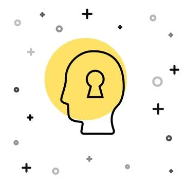 Black line Solution to the problem in psychology icon isolated on white bac.. Stock Illustration