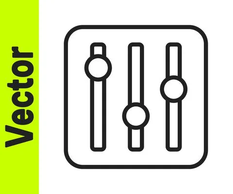 Black line Sound mixer controller icon isolated on white background. Dj Stock Illustration