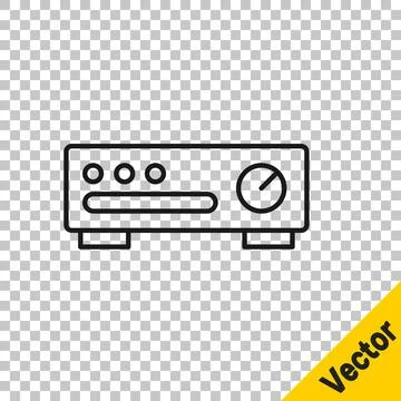 Black line Sound mixer controller icon isolated on transparent background. Dj Stock Illustration