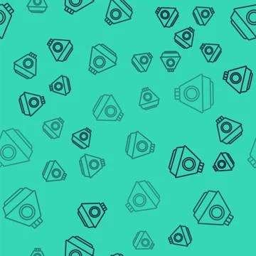 Black line Space capsule icon isolated seamless pattern on green background Stock Illustration