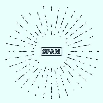 Black line Spam icon isolated on grey background. Abstract circle random do.. Stock Illustration