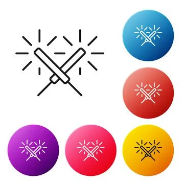 Black line Sparkler firework icon isolated on white background. Festive Stock Illustration
