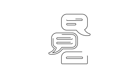 Black line Speech bubble chat icon isolated on white background. Message icon Stock Footage 138978128