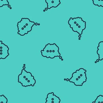 Black line Speech bubble chat icon isolated seamless pattern on green background Stock Illustration