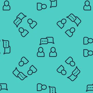 Black line Speech bubble chat icon isolated seamless pattern on green background Stock Illustration