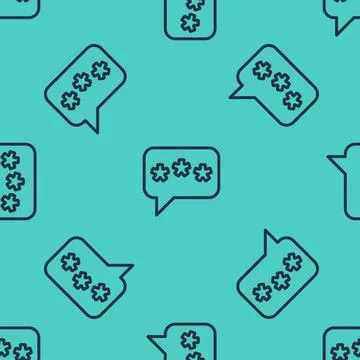 Black line Speech bubble chat icon isolated seamless pattern on green backgro イラスト素材