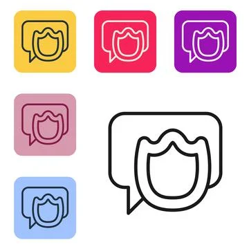 Black line Speech bubble chat icon isolated on white background. Message ic.. Stock Illustration