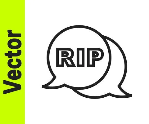 Black line Speech bubble rip death icon isolated on white background. Vector Stock Illustration
