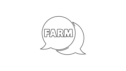 Black line Speech bubble with text Farm icon isolated on white background. 4K Stock Footage 160234416