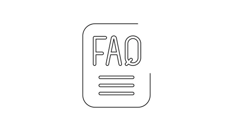 Black line Speech bubble with text FAQ information icon isolated on white Stock Footage 168141196