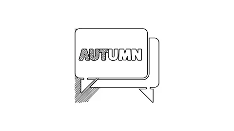 Black line Speech bubble with text autumn icon isolated on white background. 4K Stock Footage 201423000