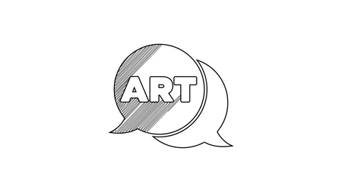 Black line Speech bubble with text art icon isolated on white background Stock Footage 201530646
