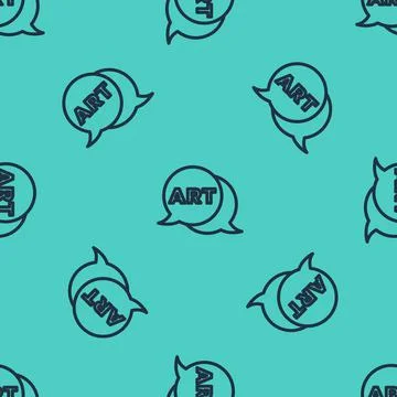 Black line Speech bubble with text art icon isolated seamless pattern on green Illustrazione stock