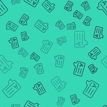 Black line Speech bubbles with Answer icon isolated seamless pattern on green Stock Illustration