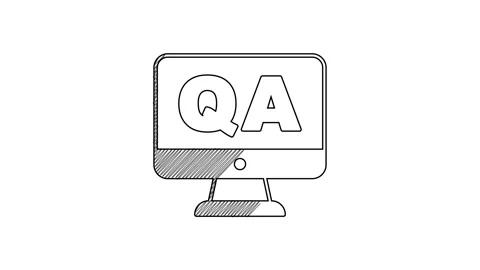 Black line Speech bubbles with Question and Answer icon isolated on white Stock Footage 201587185