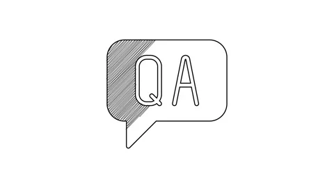 Black line Speech bubbles with Question and Answer icon isolated on white Stock Footage 201654068