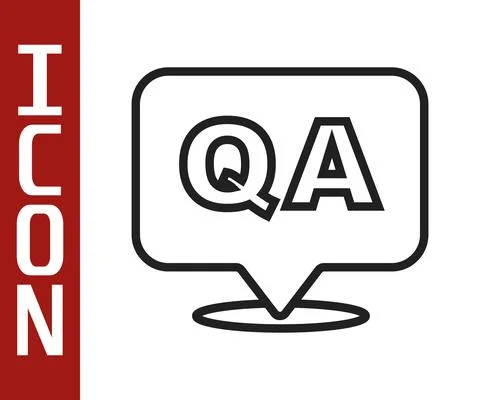 Black line Speech bubbles with Question and Answer icon isolated on white Illustrazione stock