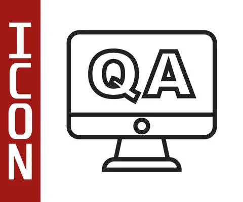 Black line Speech bubbles with Question and Answer icon isolated on white Stock Illustration