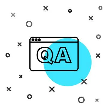 Black line Speech bubbles with Question and Answer icon isolated on white Stock Illustration