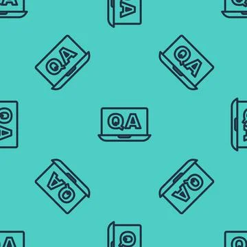 Black line Speech bubbles with Question and Answer icon isolated seamless Stock Illustration