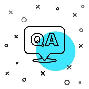 Black line Speech bubbles with Question and Answer icon isolated on white Illustrazione stock