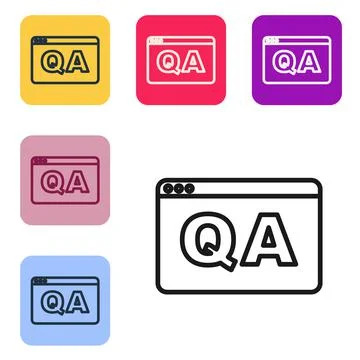 Black line Speech bubbles with Question and Answer icon isolated on white Illustrazione stock