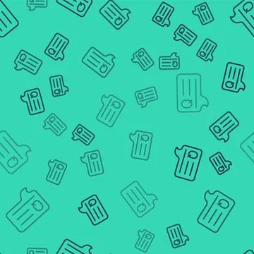 Black line Speech bubbles with Question icon isolated seamless pattern on g.. Illustrazione stock