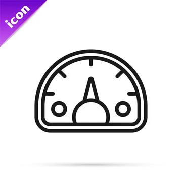 Black line Speedometer icon isolated on white background. Vector Stock Illustration
