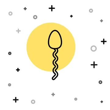 Black line Sperm icon isolated on white background. Random dynamic shapes. Ve Stock Illustration